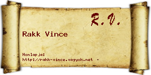Rakk Vince névjegykártya